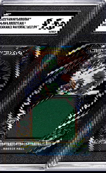 2023 Panini Obsidian #UM-BHA Breece Hall Unbreakable Mat. /199 SGC 9.5