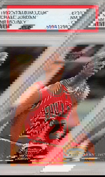 1992 STADIUM CLUB MICHAEL JORDAN #210 MEMBERS ONLY CHICAGO BULLS HOF PSA 7 NM