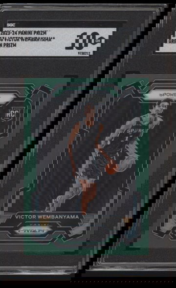 Victor Wembanyama 2023-24 Panini Prizm #136 Prizms Green SGC 10 Rookie