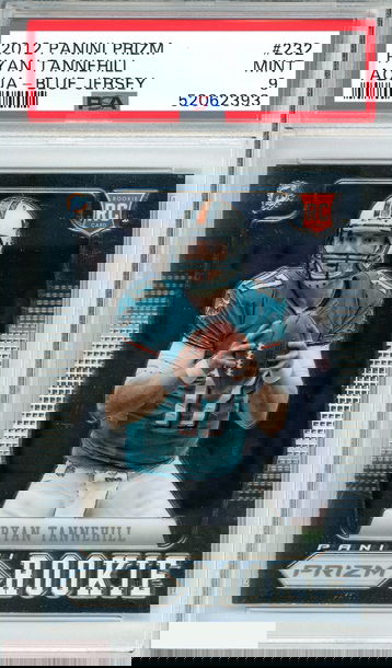2012 PANINI PRIZM RYAN TANNEHILL #232 AQUA-BLUE JERSEY DOLPHINS ROOKIE RC PSA 9