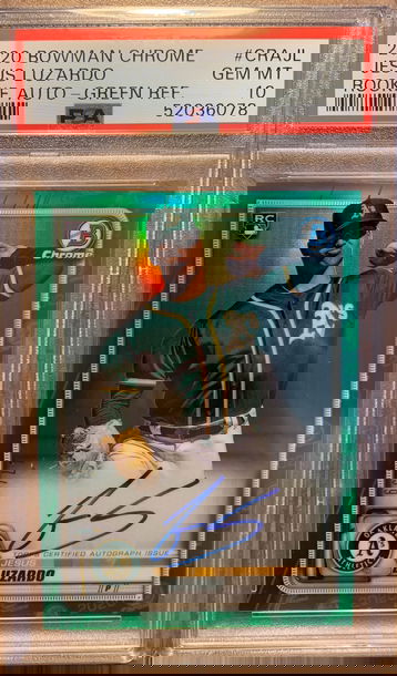 2020 Bowman Chrome Jesus Luzardo Green Rookie Auto Refractor PSA 10 Gem Mint