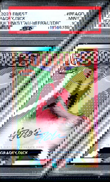 2023 Topps Finest Rookie Finest Auto Refractor Gradey Dick #RFA-GD RC PSA 9