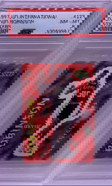 1997 UD INTERNATIONAL DAVID ROBINSON STICKERS PSA 8 #123 POP 1