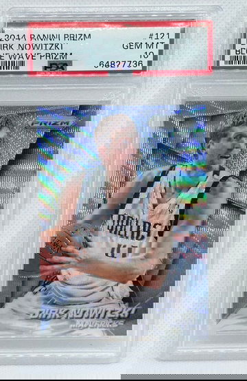 DIRK NOWITZKI 2014 PRIZM - BLUE WAVE PRIZM PSA 10 GEM MINT