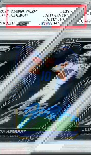 2020 PANINI PRIZM JUSTIN HERBERT #325 ROOKIE RC PSA AUTH AUTO GEM MT 10