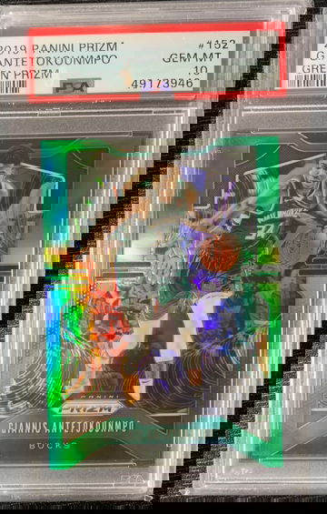 2019 Panini Prizm Giannis Antetokounmpo Green prizm PSA 10