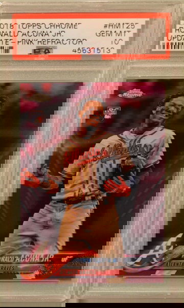 2018 Topps Chrome Update Ronald Acuna Jr Pink Refractor PSA 10