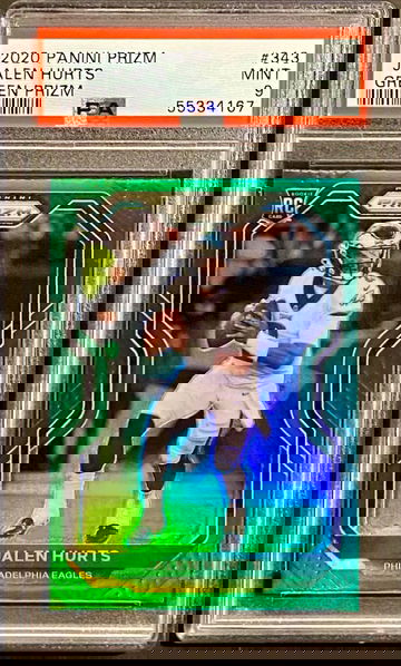 2020 Jalen Hurts Rookie Card Prizm Green PSA 9