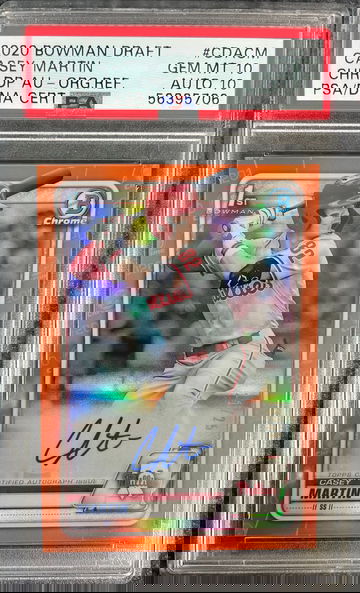 2020 Bowman Draft Casey Martin Orange Refractor Auto PSA 10 GEM MINT