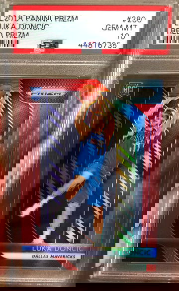 Luka Doncic red prizm PSA 10