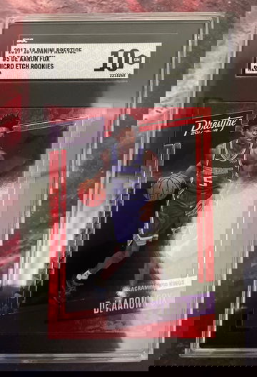2017-18 Panini Prestige #5 DeAARON FOX MICRO ETCH ROOKIES RED SGC10