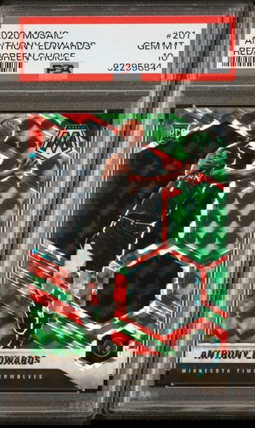 2020 PANINI MOSAIC ANTHONY EDWARDS RED/GREEN CHOICE #201 RC ROOKIE  PSA 10