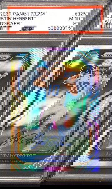 2020 Panini Prizm Silver Autograph #325 Justin Herbert Rookie RC PSA 9