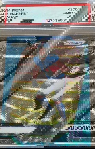 Malik Nabers 2024 Panini Prizm Football RC Rookie Blue Wave /230 PSA 9 #370