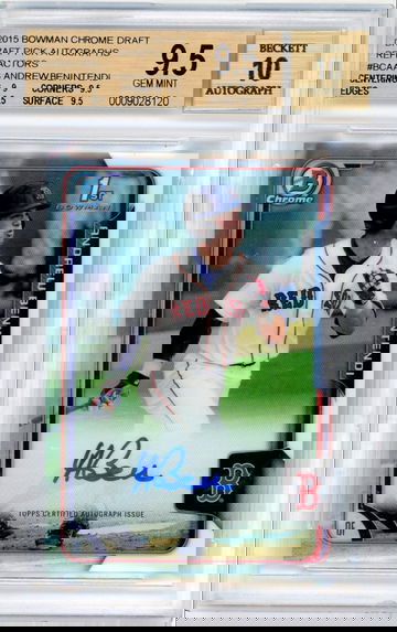 2015 Bowman Draft Chrome Pick Refractor Andrew Benintendi BGS 9.5 Auto 10