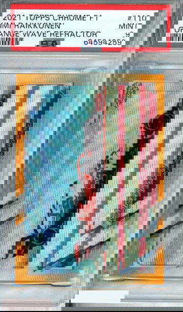 2021 TOPPS CHROME F1 KIMI RAIKKONEN #110 ORANGE WAVE REF 6 OF 25 PSA 9 MINT