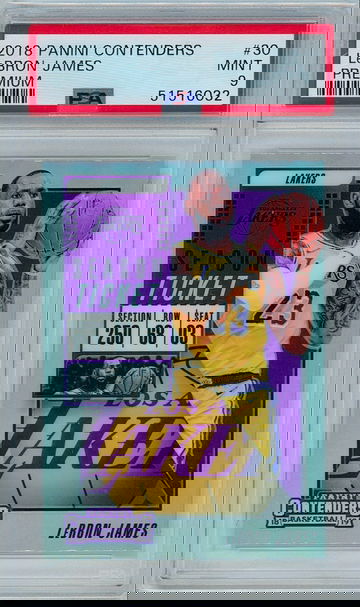 2018 Panini Contenders Basketball #30 Lebron James - Premium (Prizm) PSA 9 - Season Ticket Lakers (NBA) Basketball