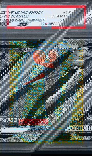 PSA 10 Gem Mint 2024 RC Rookie PANINI PRIZM MONOPOLY #75 STEPHON CASTLE GOLD MILLIONAIRE SHIMMER