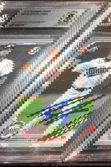 royce lewis signed autograph #bd46 2019 bowman draft beckett bgs bas slab