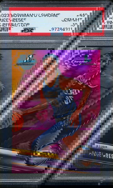 2023 Bowman Chrome University Pink Refractor Angel Reese #49 PSA 10