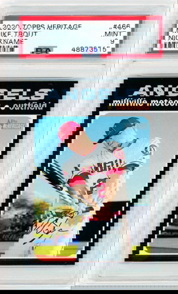 2020 Topps Heritage #466 Mike Trout Nickname PSA 9 MINT!