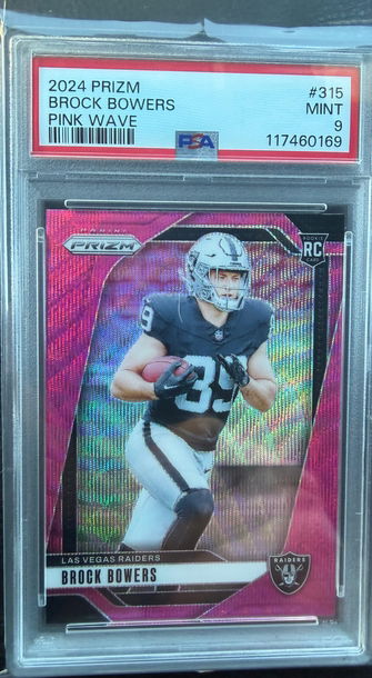 2024 Panini Prizm Brock Bowers Pink Wave PSA 9