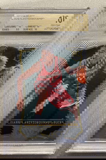 GIANNIS ANTETOKOUNMPO 2013 SELECT ROOKIE CARD BGS 10 PRISTINE (.5 FROM BLACK LABEL)