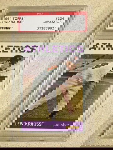 1964 Topps #334 Lew Krausse PSA 8 NM-MT ATHLETICS 