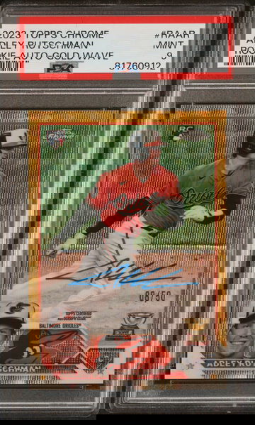 2023 Adley Rutschman Topps Chrome Rookie Auto #RAAR GOLD WAVE PSA 9