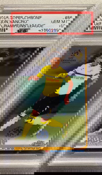 JADON SANCHO 2018 TOPPS CHROME ROOKIE PSA 10 GEM MINT 