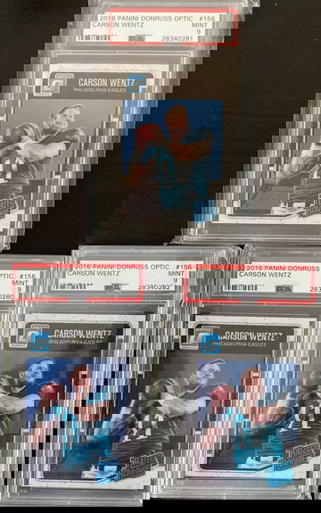 (3) Carson Wentz Optic PSA 9