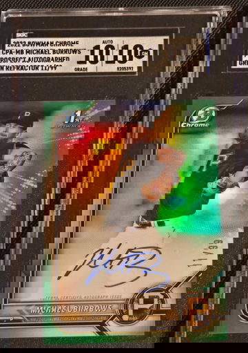 2022 Bowman Chrome 1st Michael Burrows Green Auto Refractor SGC 10/10