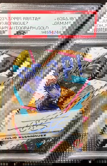 2023 Topps Pristine #OSAJRO Julio Rodriguez /50 Auto Oh Snap PSA 10 