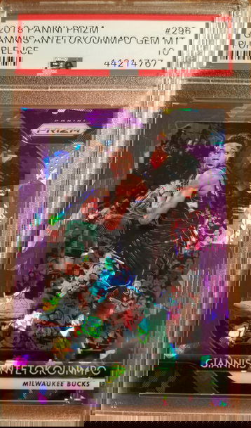 2018-19 MVP YEAR Prizm Purple Ice Prizm #'d 082/149 Giannis Antetokounmpo PSA 10 Gem Mint