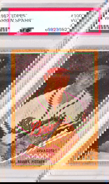 1962 Topps #100 Warren Spahn PSA 3 - JUST GRADED! NEW CASE!