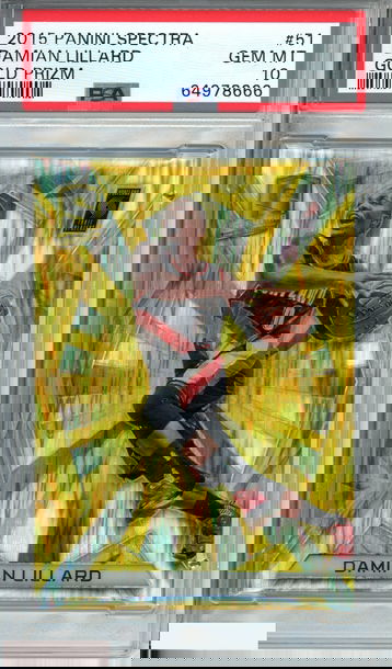 2015 PANINI SPECTRA DAMIAN LILLARD #51 GOLD PRIZM  OF 10 PSA 10 GEM MT
