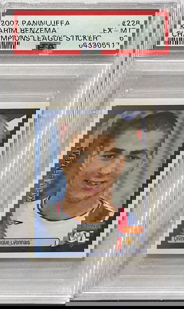 2007 Panini UEFA Champions League KARIM BENZEMA Rookie Sticker PSA 6 EX-MINT