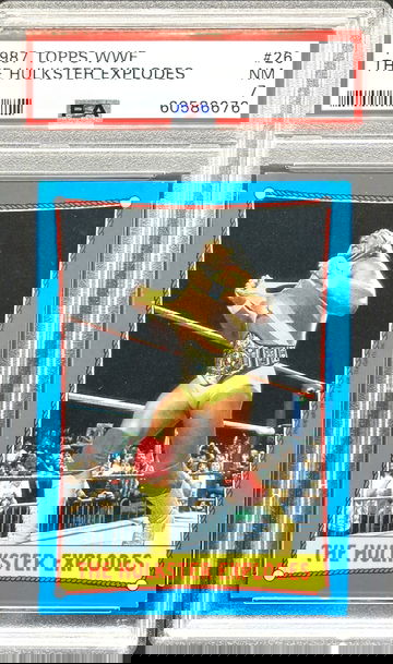 1987 Topps WWF Hulk Hogan #26 “The Hulkster Explodes” *PSA 7 NM* WWE HOF Legend