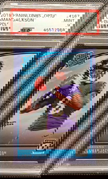 2018 Panini Donruss Optic Lamar Jackson Purple #167 Rookie RC PSA 9