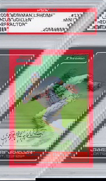 Carlos Guillen Red Refractor 2006 Bowman Chrome PSA 9 MINT /5