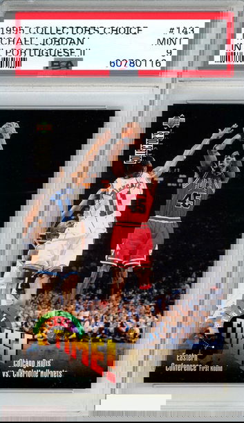 1995 COLLECTORS CHOICE INTL PORTUGUESE II MICHAEL JORDAN #143 PSA 9 MINT