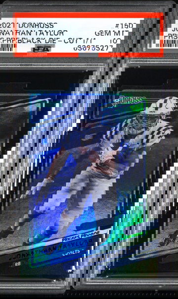 Jonathan Taylor 2021 Donruss Black Die Cut Press Proof 1/1 PSA 10