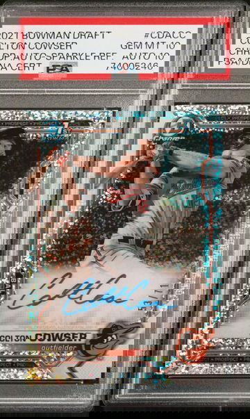 2021 BOWMAN DRAFT  AUTO Colton Cowser SPARKLE PSA 10