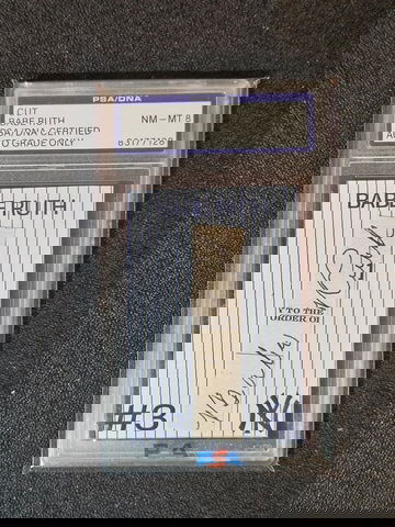 Babe Ruth PSA DNA Mint 8 Cut Auto Autograph Done on check baseball cards 