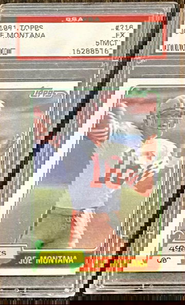 PSA 5 (MC) 1981 Topps JOE MONTANA ROOKIE CARD RC # 216 ~ HOF San Francisco 49er's