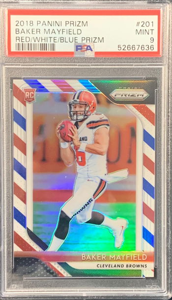 2018 Panini Prizm RWB Baker Mayfield PSA 9