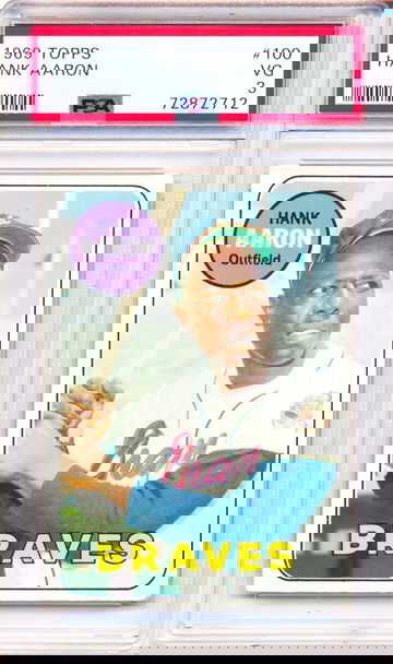 1969 Topps #100 Hank Aaron PSA 3 - JUST GRADED! - NEW CASE!