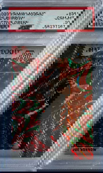 2020 Panini Mosaic Joe Burrow Reactive Green PSA 10