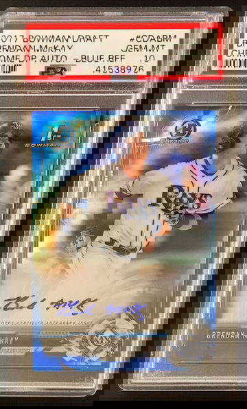 2017 Bowman Chrome Brendan McKay #CDA-BM Draft RC Rookie Auto Blue Refractor /150 - PSA 10 Gem! Rays