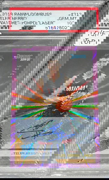 2019 panini donruss #212 Tyler Herro Purple Laser Auto PSA 10